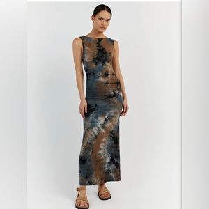 DISSH MILLEN BLUE TIE DYE MIDI DRESS - Size Large